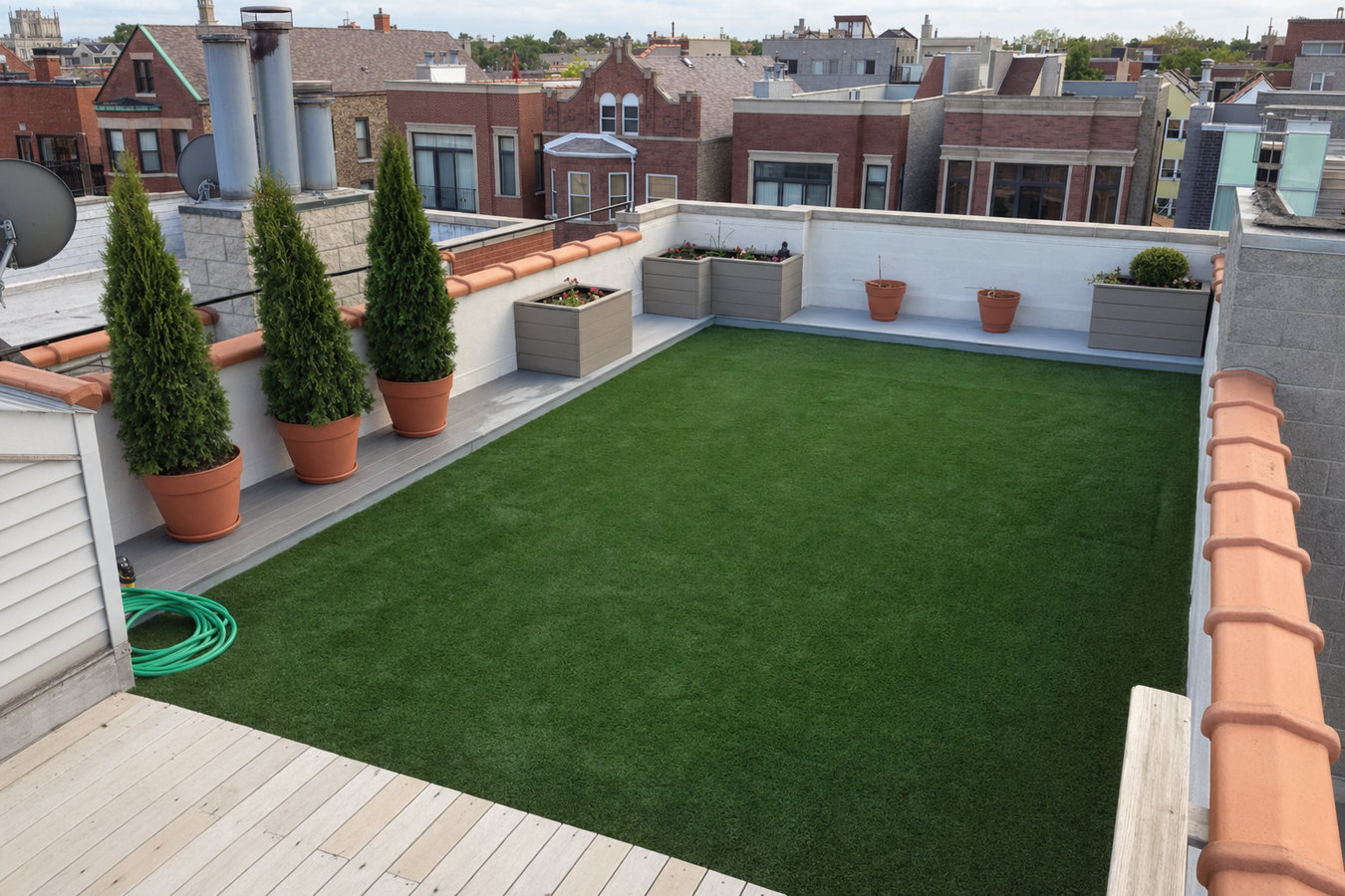 Turf for rooftop gardens